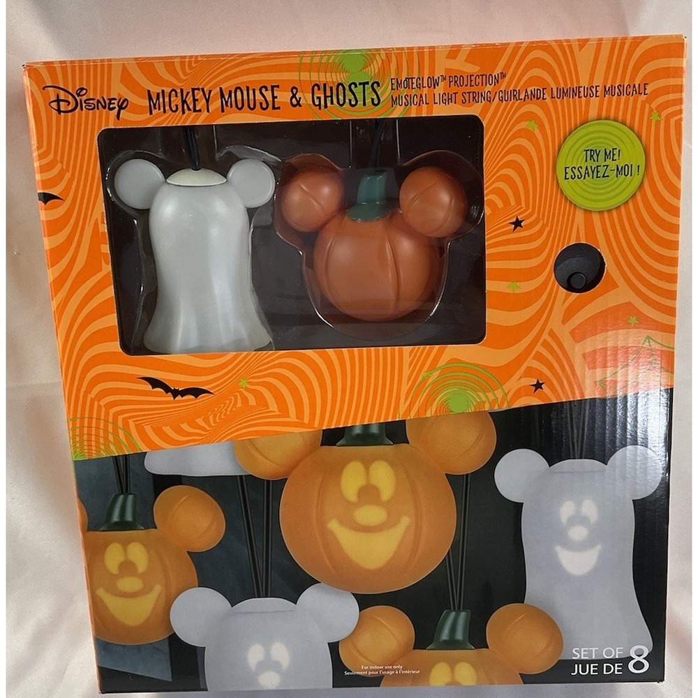Disney Halloween Mickey Mouse Pumpkins & Ghosts Projection Singing String Lights